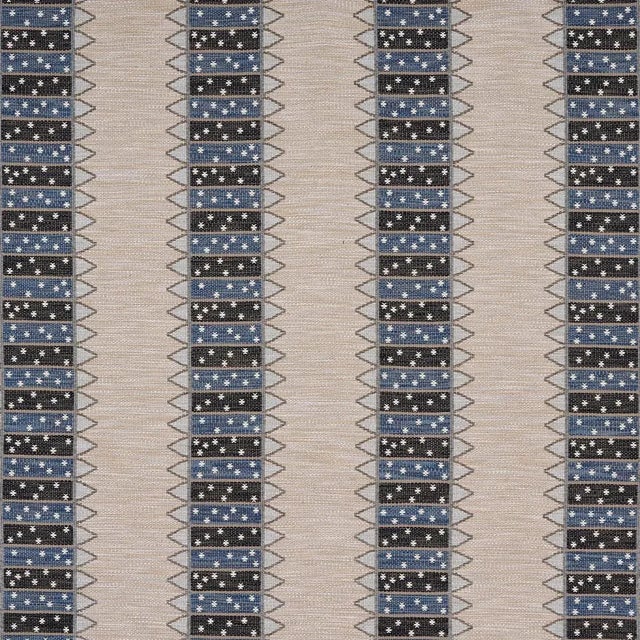 Schumacher Noor Kilim Stripe Fabric, Indigo For Sale