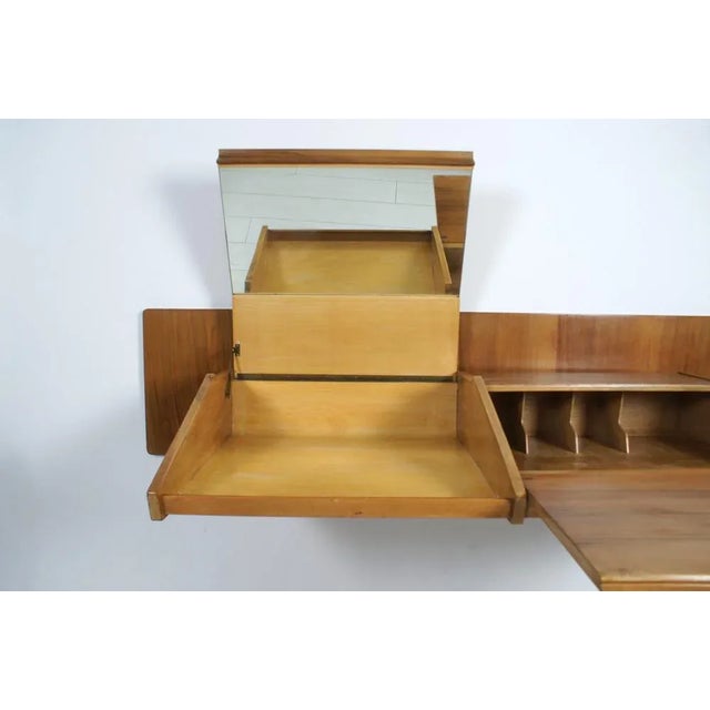 Brown Suspended Console With Mirror and Italian Desk, 1950s For Sale - Image 8 of 12