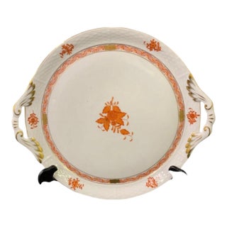 1970s Herend- Chinese Bouquet Pattern in Rust Color Serving Platter For Sale