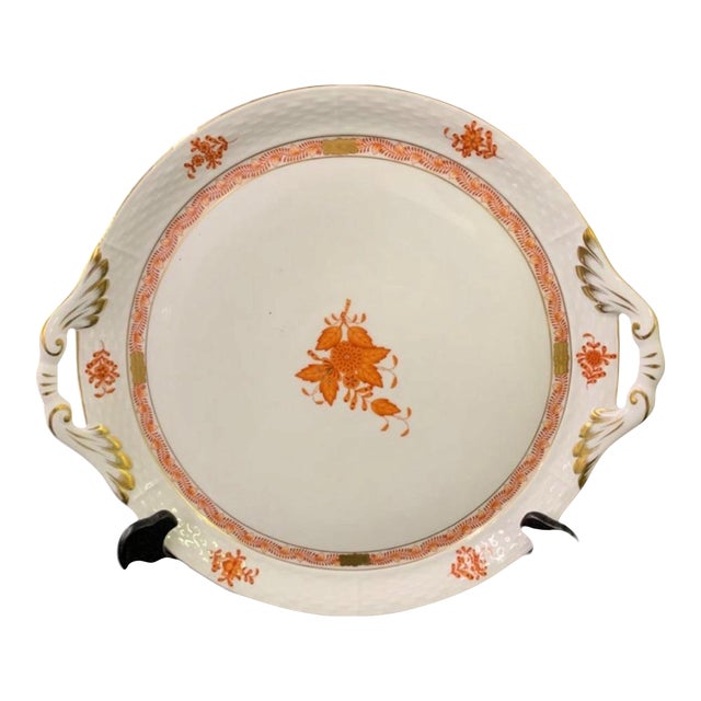 1970s Herend- Chinese Bouquet Pattern in Rust Color Serving Platter For Sale