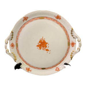 1970s Herend- Chinese Bouquet Pattern in Rust Color Serving Platter