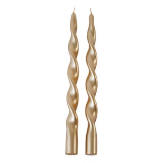Lumière Twist Taper Candles, Set of 12 in Gold, 12" For Sale