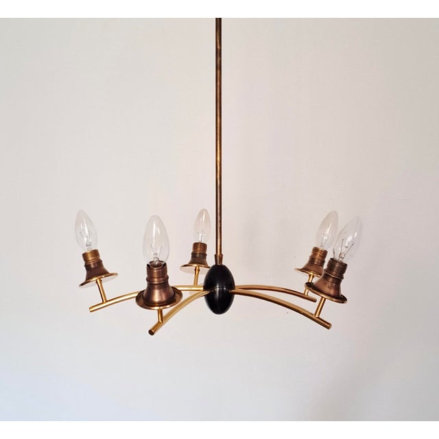 Black Mid-Century Modern Five-Arm Sputnik Chandelier, Germany, 1960s For Sale - Image 8 of 17