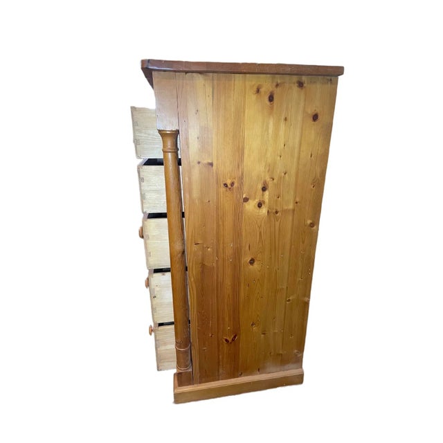 Transitional Tall Pine Chest of Drawer For Sale - Image 3 of 6