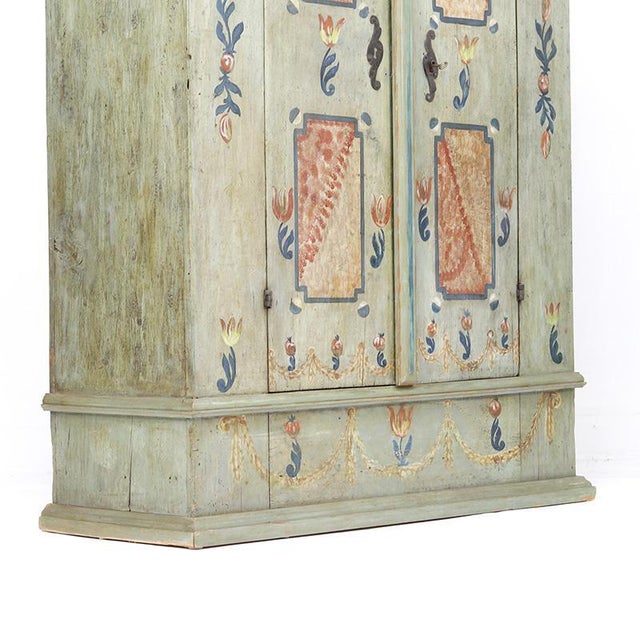 Folk Art Rustic Farmhouse Painted Bridal Cabinet, 1794 For Sale - Image 4 of 14