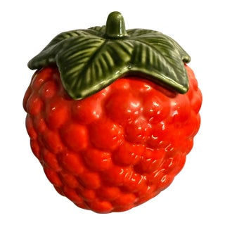 1970s Sweet Strawberry Pot and Lid For Sale