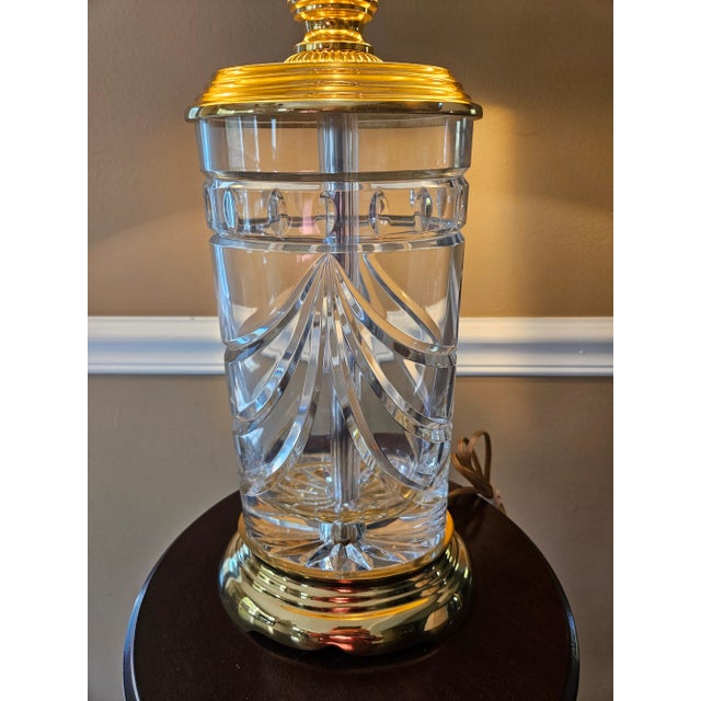Waterford Waterford Overture Table Lamp in Cut Crystal and Brass For Sale - Image 4 of 11
