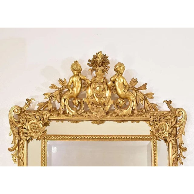 Antique Wall Mirror with Volutes and Putti For Sale - Image 4 of 11