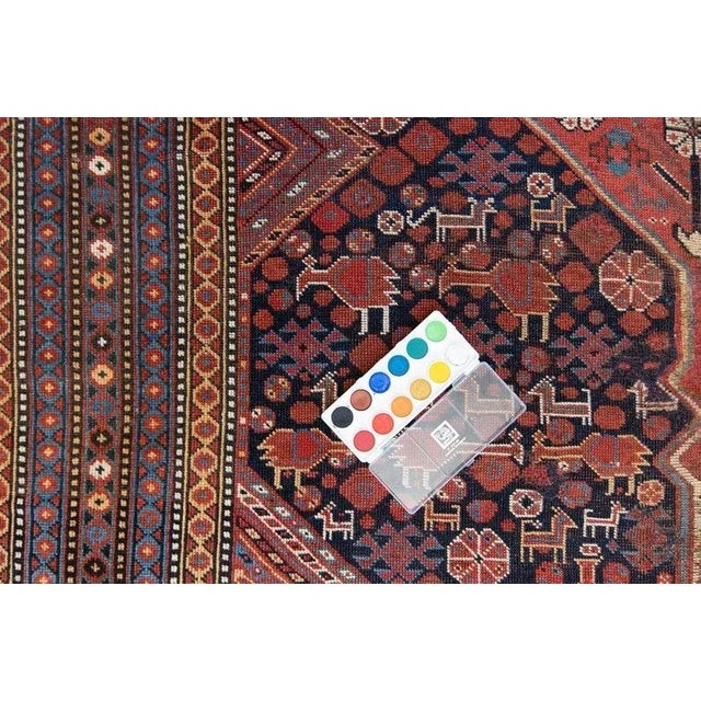 1920s Antique Medallion Geometric Figural Terra Cotta Wool Low Pile Hand-Knotted Rug - 5’7” X 11’9” For Sale In Los Angeles - Image 6 of 10