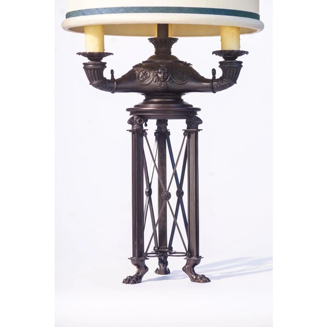 French 20th C. French Empire Bronze Lamp For Sale - Image 3 of 5