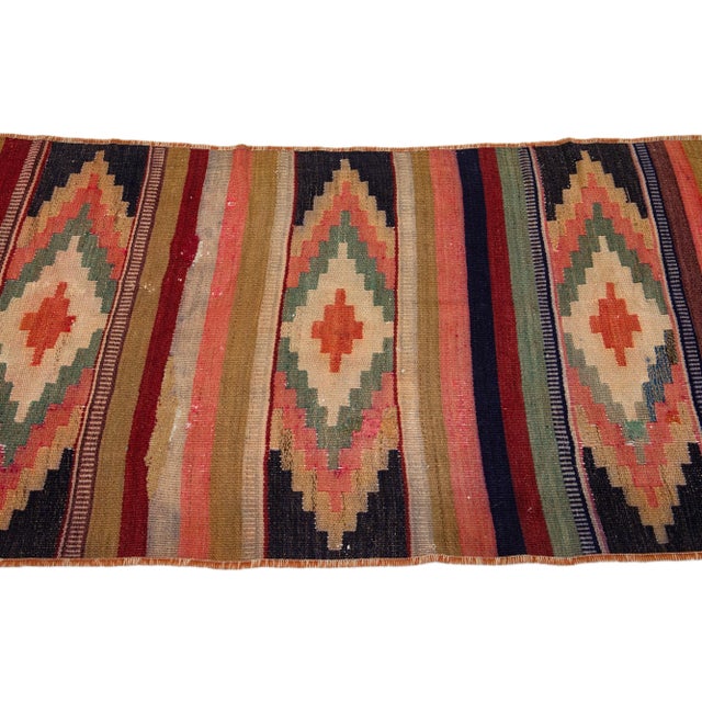 1960s 1960s Vintage Turkish Kilim Multicolor Handmade Tribal Wool Rug For Sale - Image 5 of 8