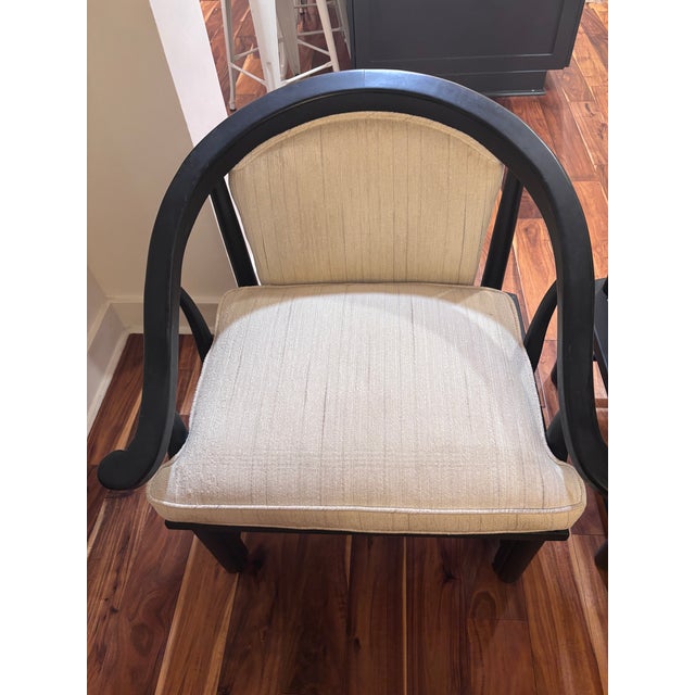 1950s Pair of Black Frame Asian Ming Style Horseshoe Armchairs, For Sale - Image 4 of 13