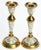 Elegantly designed pairs of brass candlesticks and salt & pepper shakers, with inlaid mother of pearl designs.