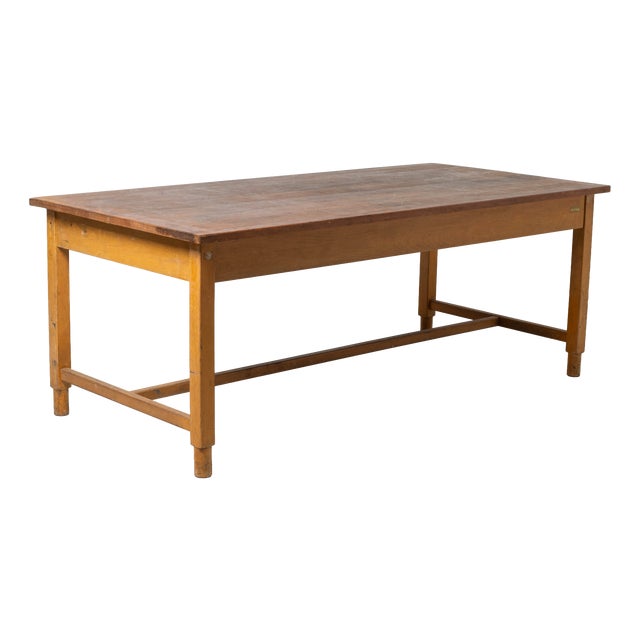 Industrial Farm Worktable with Wood, Czechoslovakia, 1960s For Sale