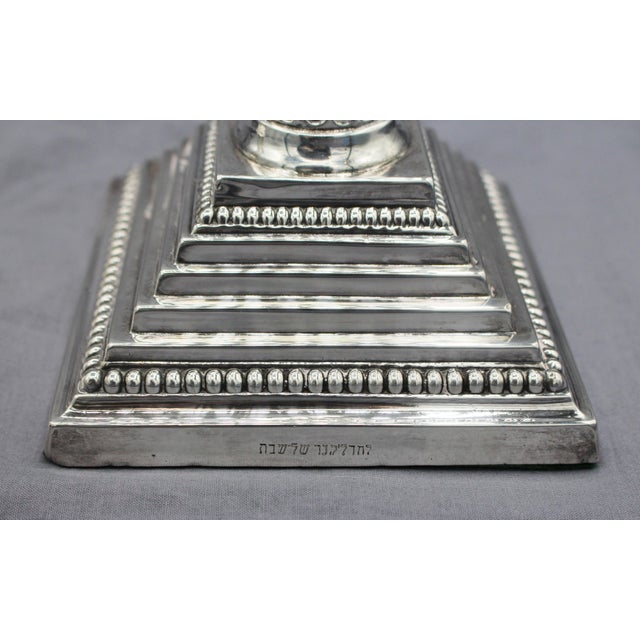 1960s 1966 Pair of English Sterling Silver Candlesticks For Sale - Image 5 of 8