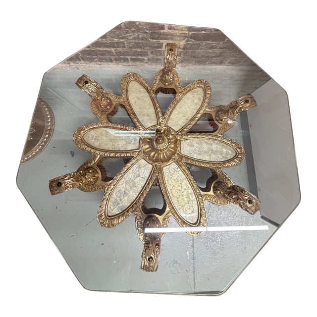 1960s Hollywood Regency Gold Pearl Coffee Table For Sale