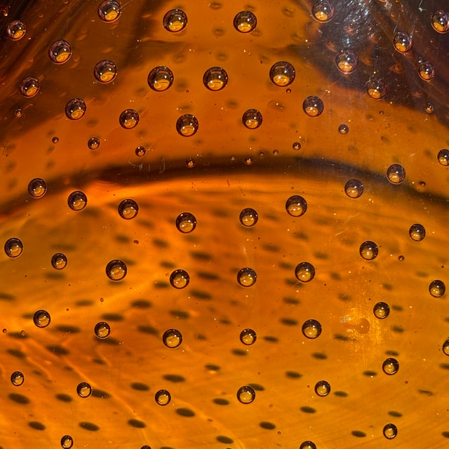 Murano Amber Bullicante Art Glass Bowl, C. 1970s For Sale - Image 9 of 10