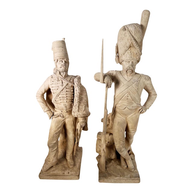 Late 19th Century Sevres Clay Soldiers Unpainted - a Pair For Sale