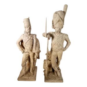 Late 19th Century Sevres Clay Soldiers Unpainted - a Pair