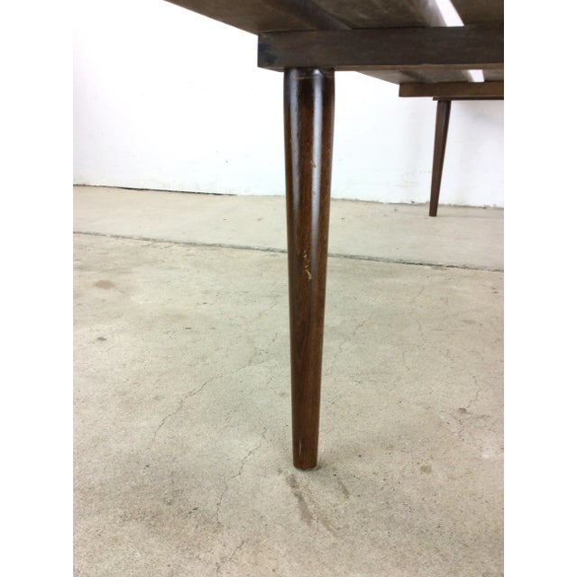 Mid Century Modern Slat Bench Coffee Table With Walnut Finish For Sale - Image 9 of 12