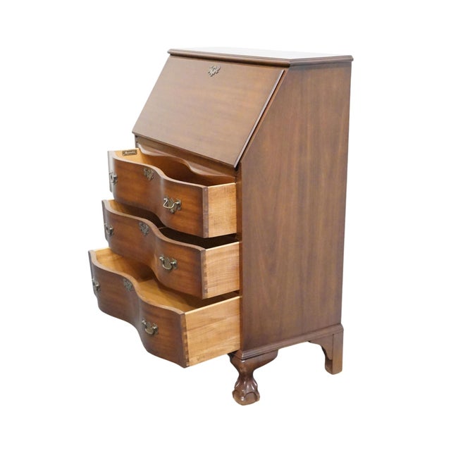 Brown Lammert's Furniture Solid Mahogany Traditional Style 31" Serpentine Front Secretary Desk For Sale - Image 8 of 14