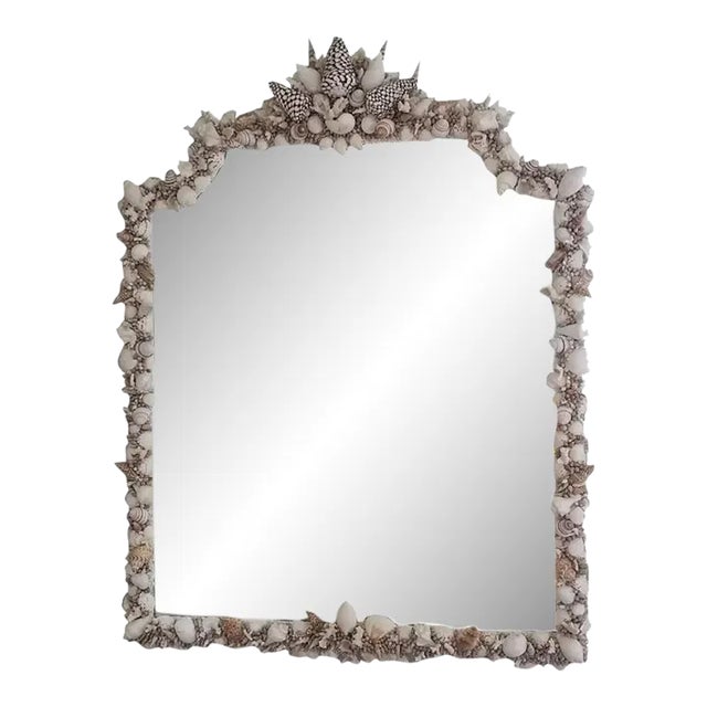 Handmade Natural Sea Shell Encrusted Wall Mirror For Sale