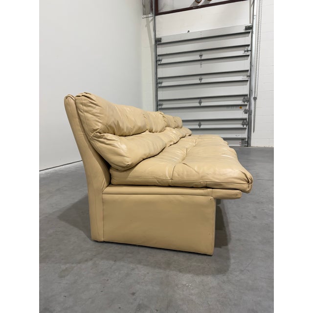 Beige Vintage Postmodern Beige Leather 6 Piece Modular Sectional Sofa For Sale - Image 8 of 11