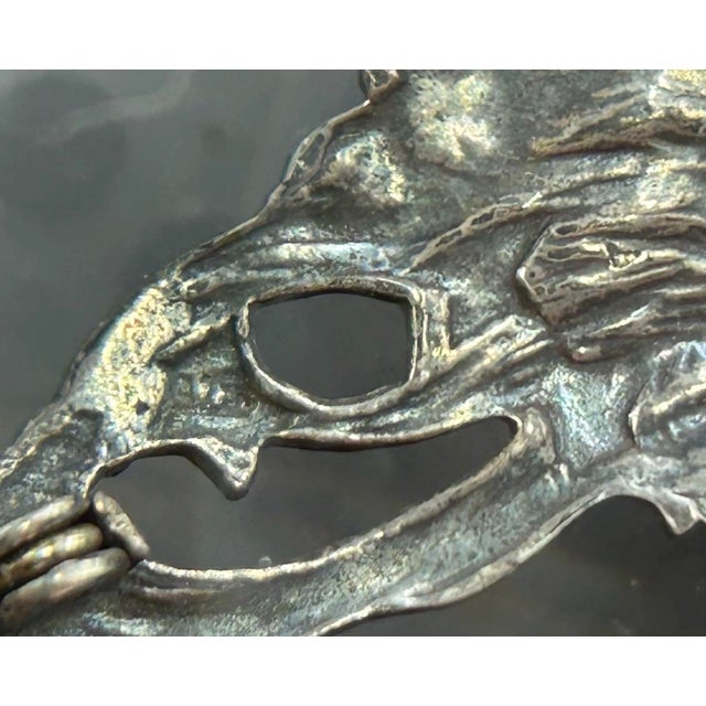 Art Nouveau Sterling Silver Dreamy Lady Stars Brooch Profile Girl Hair 925 For Sale - Image 4 of 4