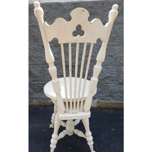 A 19th Century Victorian Painted Oak Adjustable Music Chair with ball claw feet. Swiveling and Adjustable seat height 18"...