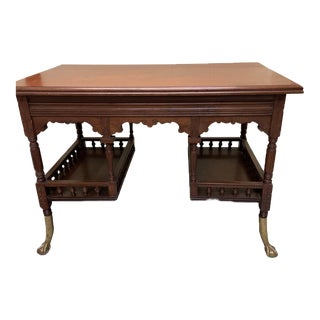 Antique Art Noveau Late 1800s Eastlake Aesthetic Movement Table With Brass Claw Feet For Sale