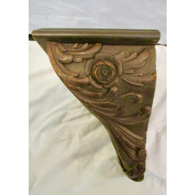 Solid hardwood, (walnut). wall shelf for clock or vase. size 16" tall, 14" wide, and 9" deep. Belle Epoque vintage 1880s'...