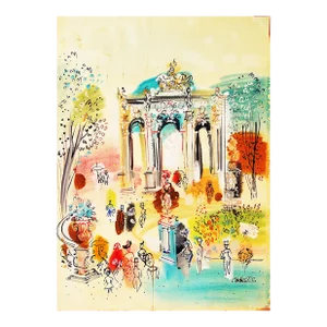 Paris Park Scene, Charles Cobelle Acrylic on Canvas Painting