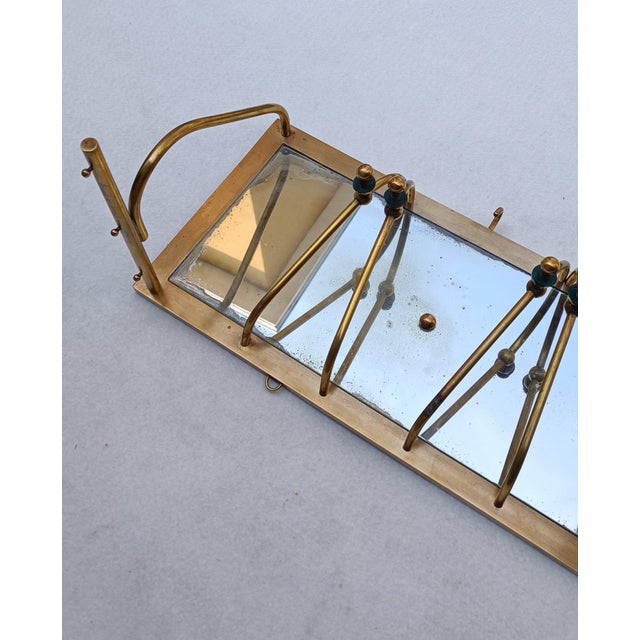 Vintage Wall-Mounted Coat Rack with Hat Rack in Brass, 1950s For Sale - Image 17 of 18