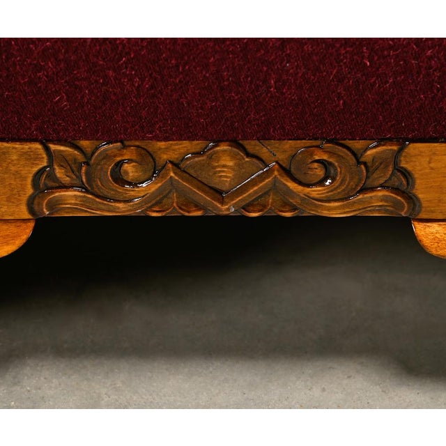 Wood Vintage Art Deco Danish Lounge Chairs in Burgundy Wool Fabric, 1927, Set of 2 For Sale - Image 7 of 18