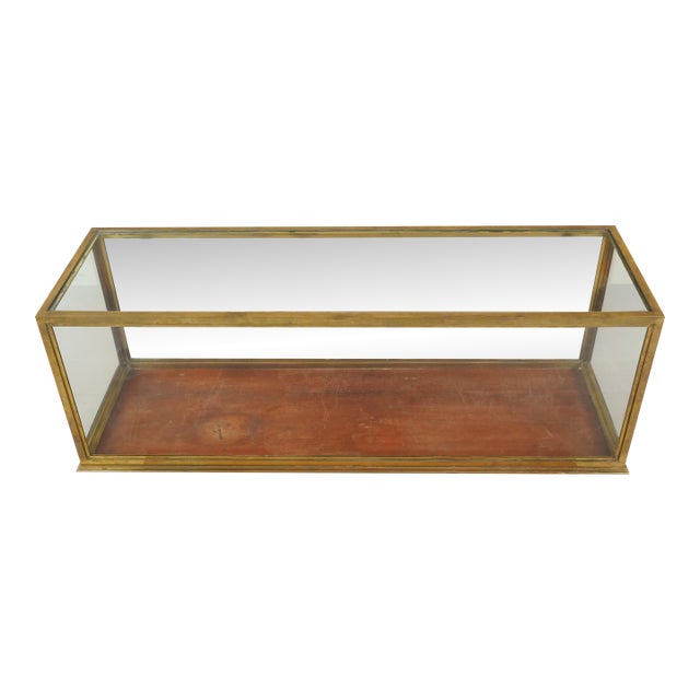 Vintage European Brass Frame Tabletop Display Case For Sale