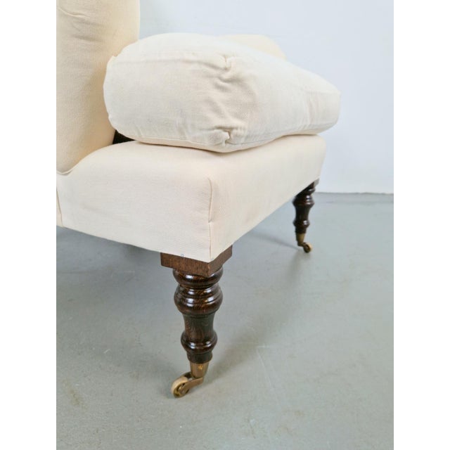 19th Century Classic English Country House Armchair in Linen, 1970s For Sale - Image 10 of 12
