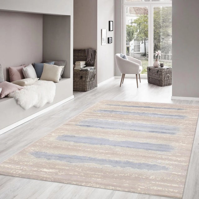 Pasargad Home Modern Hand-Knotted Silk & Wool Area Rug, 8' 1" X 9'11" For Sale In New York - Image 6 of 7