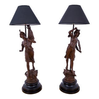 20th Century Figurative Lamps, France, 1890s, Set of 2 For Sale
