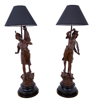20th Century Figurative Lamps, France, 1890s, Set of 2