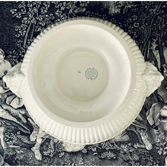 Wedgwood Queen’s Ware Pedestal Bowl With Ram’s Head Handles For Sale - Image 10 of 10