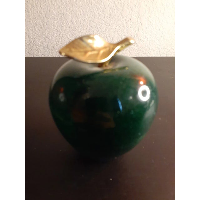 1980s 1980s Solid Marble Green Apple Paper Weight For Sale - Image 5 of 5