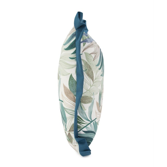 Modern 20 x 20 Outdoor Pillow Fern Indigo - Down Alternative Insert For Sale - Image 3 of 10