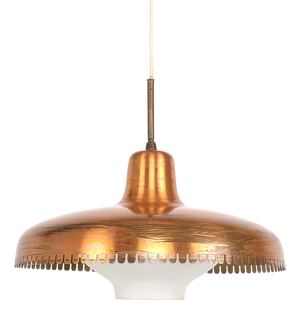 Vintage Copper and Glass Pendant Lamp by Jørn Utzon, 1940s