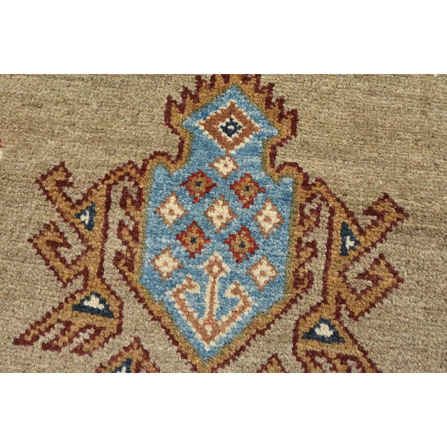 Kazak Runner 2’8” X 9’8” Brown Wool Tribal Hand-Knotted Oriental Rug For Sale - Image 4 of 12