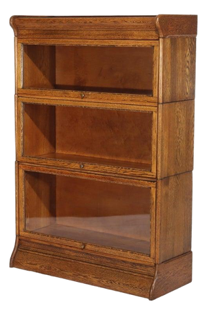 Antique Globe Wernicke School Oak Three Stack Bookcase C1920