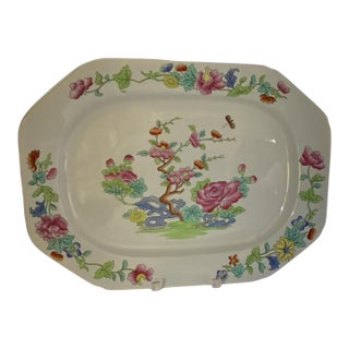 Antique Copeland Spode "Willis" Indian Tree 16.75" Hand Enameled Large Meat Serving Platter New Stone England Nov 1917 For Sale