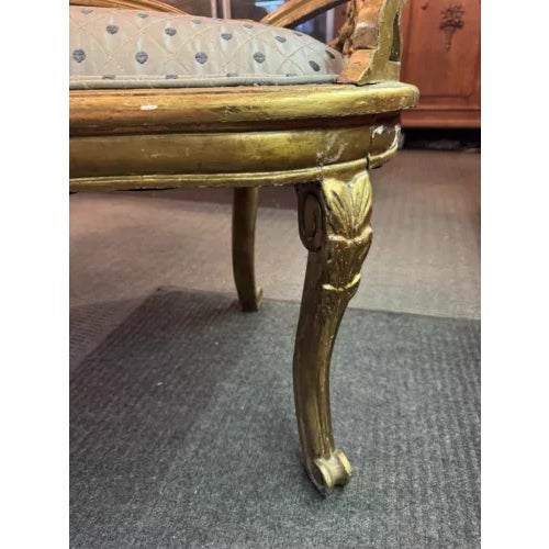 Wood Early 20th Century Vintage Upholstered Giltwood Louis IV Style Bench For Sale - Image 7 of 10