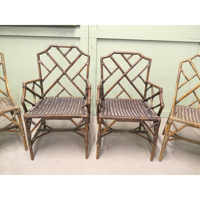 Vintage Chinese Chippendale Angraves Bamboo Plantation Chairs, 1930, Set of 10 For Sale - Image 4 of 9