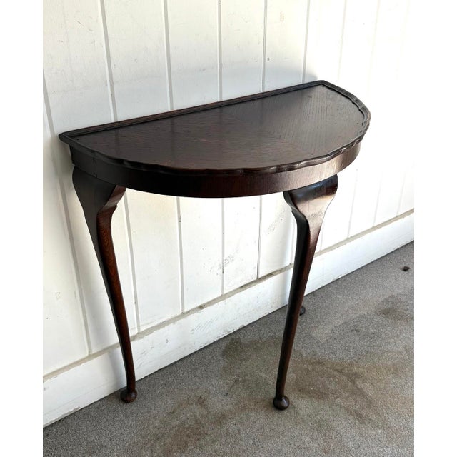 Queen Anne Antique Queen Anne Mahogany Demilune Table For Sale - Image 3 of 4