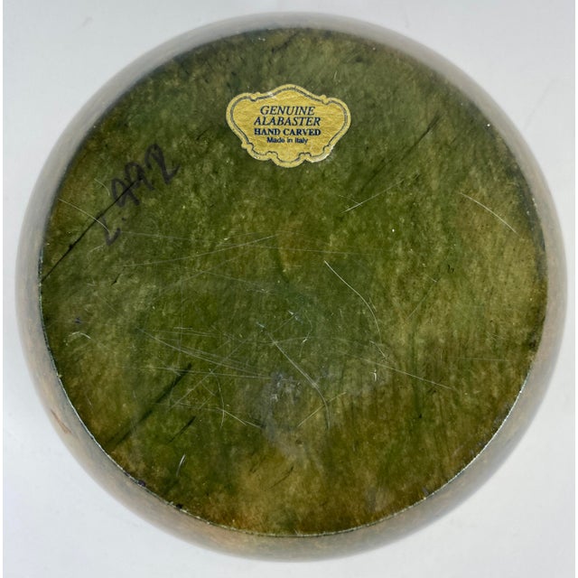 Italian Hand-Carved Alabaster Jewelry Box With Brass Mounts, Green Veined Stone For Sale - Image 4 of 7